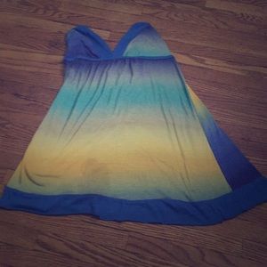 A spaghetti strap. Blue/light green faded blouse